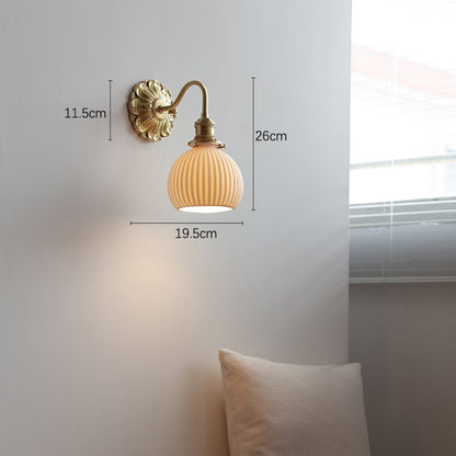 Brass Ceramic Wall Lamp | White Ceramic Shade with Antique Brass Finish | E26/E27 LED Compatible | Classic Elegant Lighting