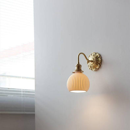 Brass Ceramic Wall Lamp | White Ceramic Shade with Antique Brass Finish | E26/E27 LED Compatible | Classic Elegant Lighting