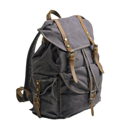 Militär Canvas Rucksack 28L aus Leder & Canvas – Abenteuer Rucksack ROUGEMONT