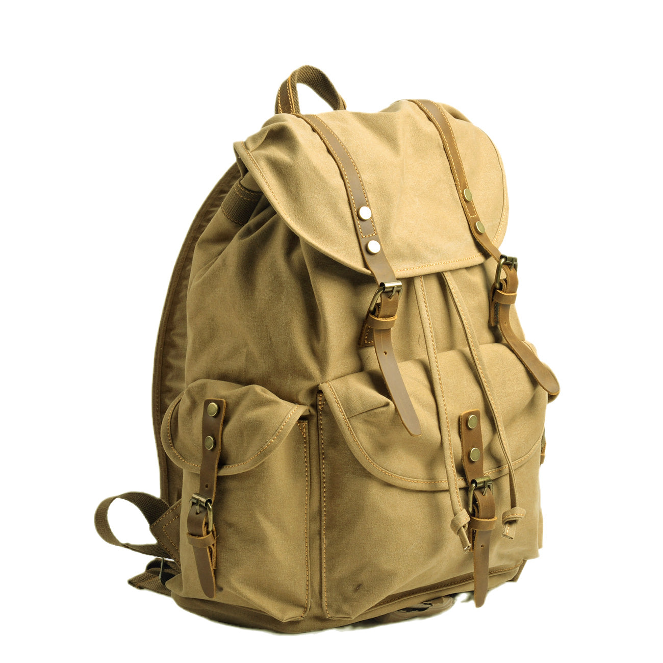Militär Canvas Rucksack 28L aus Leder & Canvas – Abenteuer Rucksack ROUGEMONT