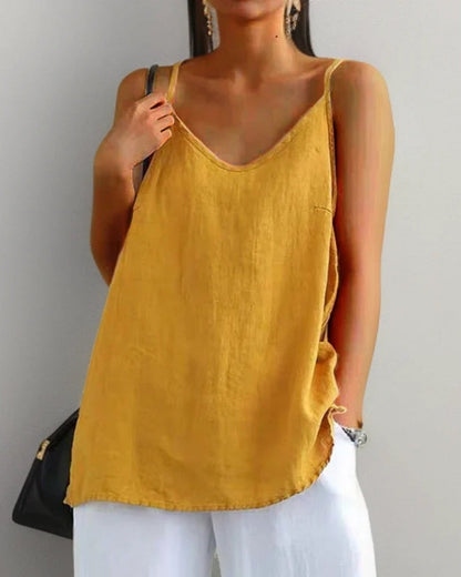Minimalistisch Damen Tank Top mit V-Ausschnitt | Ärmellos