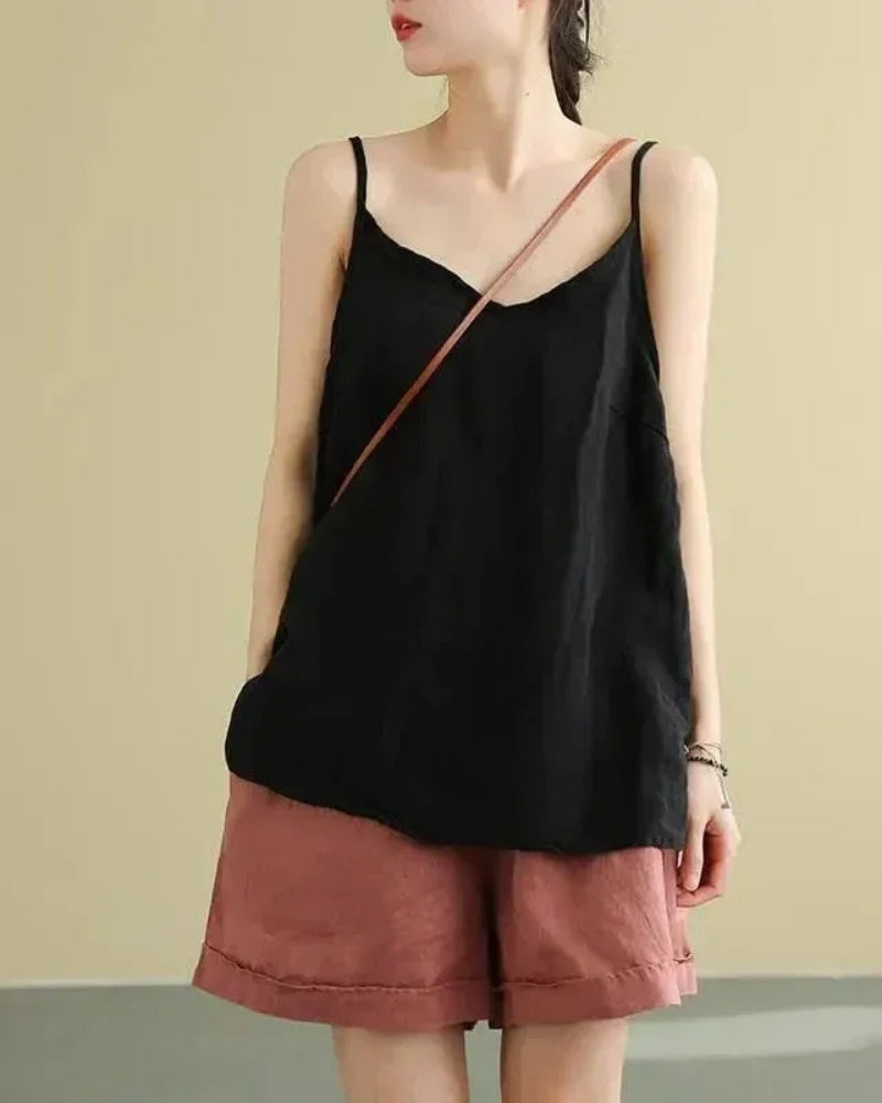 Minimalistisch Damen Tank Top mit V-Ausschnitt | Ärmellos