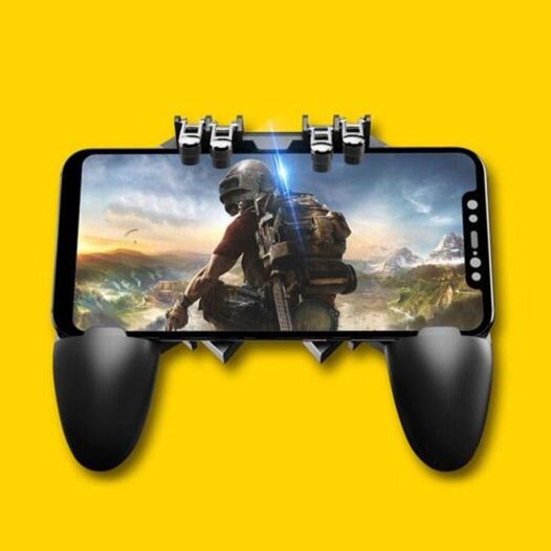 Mobile Game Joystick Trigger Controller Gamepad Set For Smartphone Black All In One