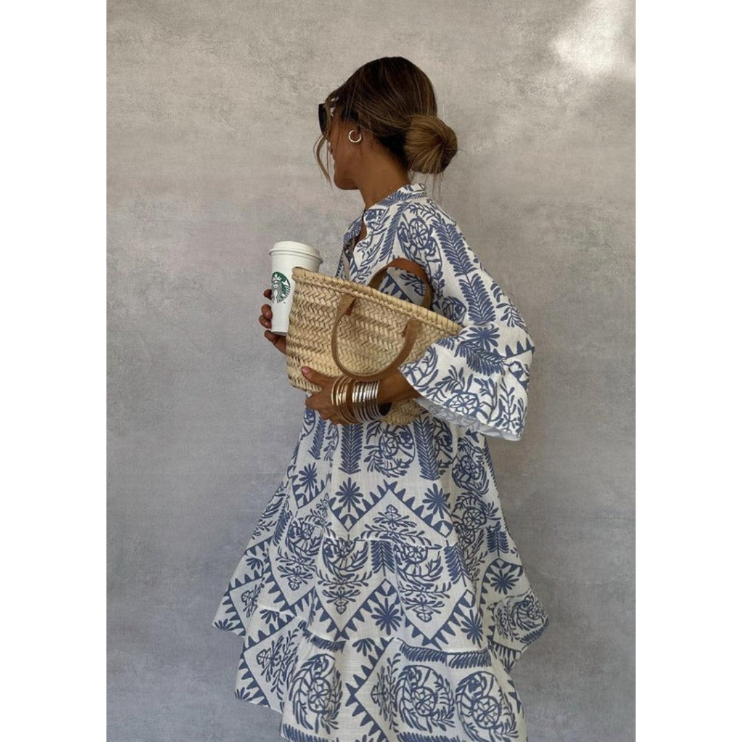 Mira | Damen Minikleid Boho Freizeit mit Print