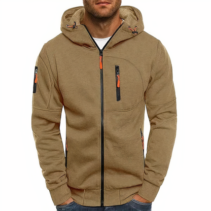 Modna bluza z kapturem na zamek - Markus-Khaki-S-Trend Polska