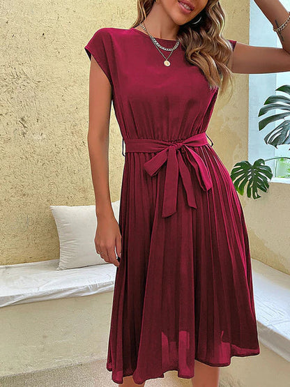 Modna letnia sukienka - Felina-Bordeaux czerwony-S-Trend Polska