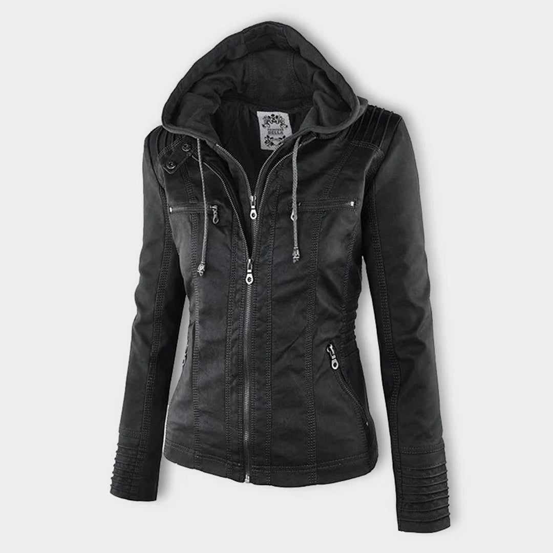 Modna skórzana kurtka - Zara-Khaki-S-Trend Polska