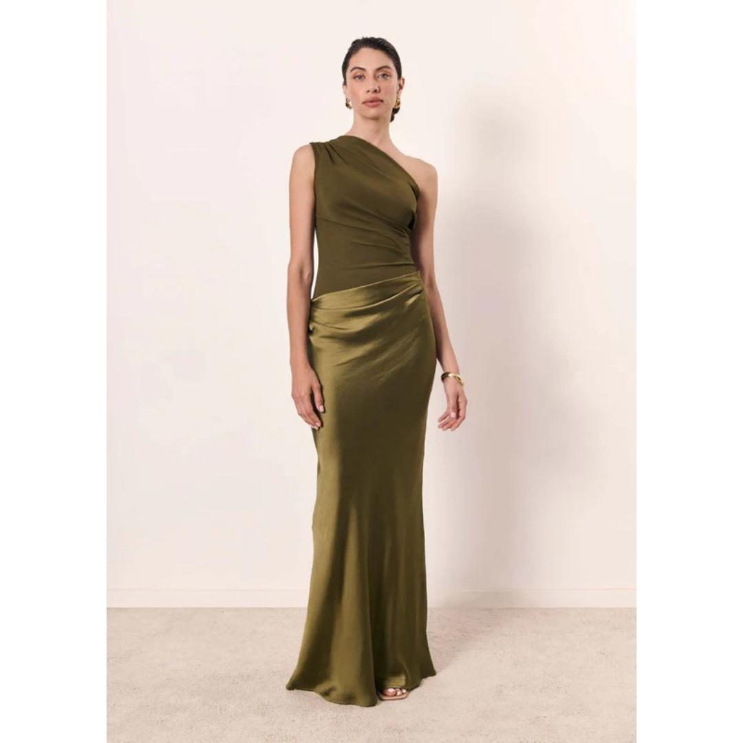 Monika | Damen Maxi Kleid Mit Ein Schulter Für Hochzeit