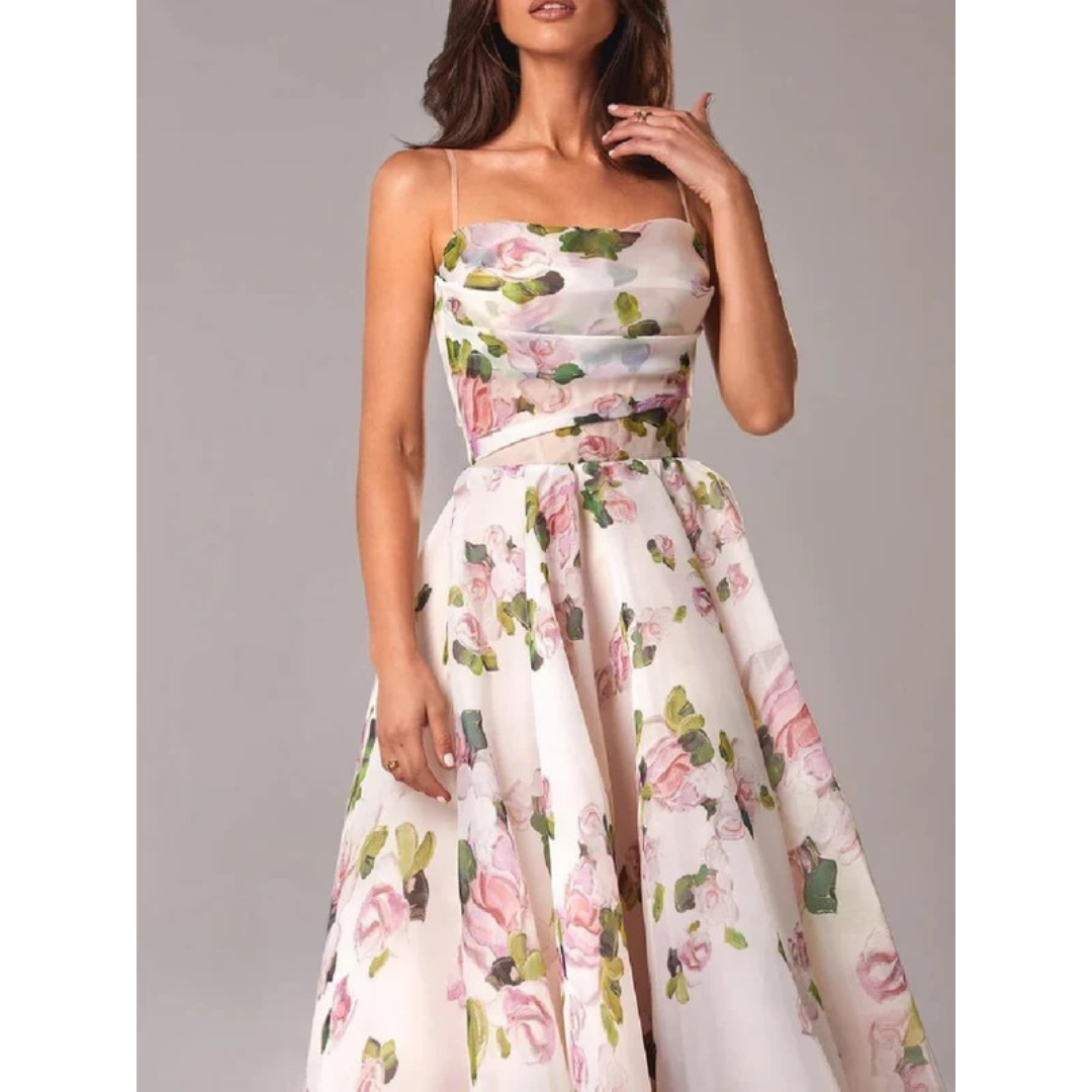 Morgan | Damen Leichtes Sommerkleid Midi Boho Spaghettiträger