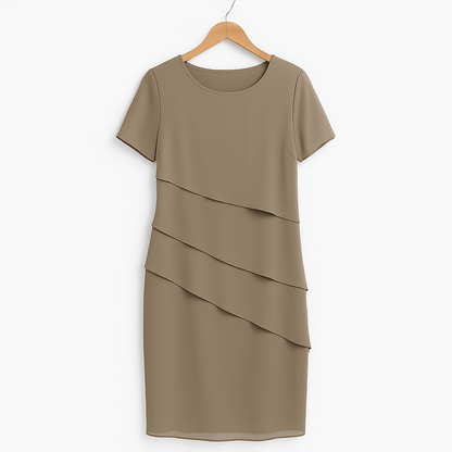Apolline - Midi chiffon jurk met ruches dames