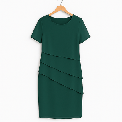 Apolline - Midi chiffon jurk met ruches dames