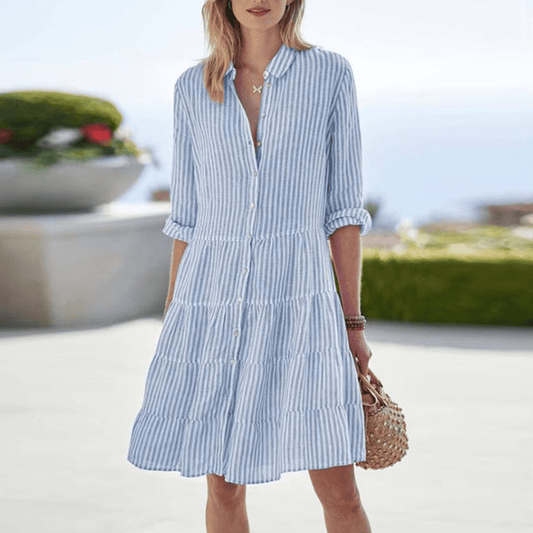 Damen-Sommerkleid mit Streifenmuster aus Polyester