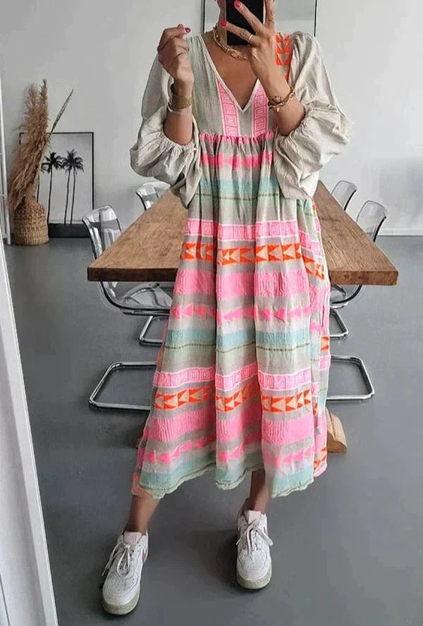 Salomé – Robe midi ample et vibrante femme