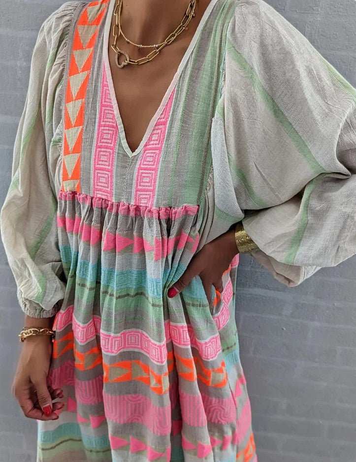 Salomé – Robe midi ample et vibrante femme