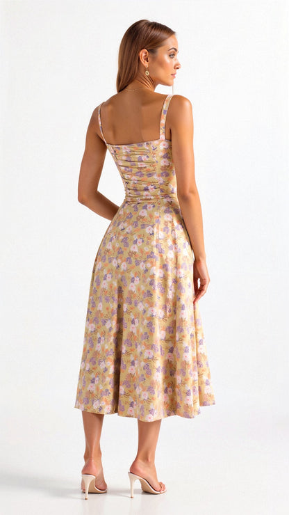 Floral Chic Corset Midi Dress