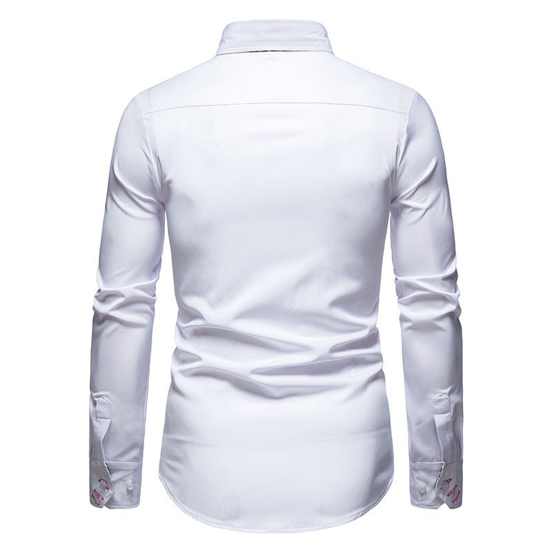 Langston | Men stylish White koszula z floral Cuffs