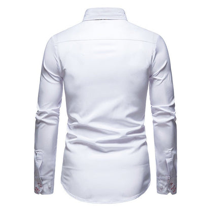 Langston | Men stylish White koszula z floral Cuffs