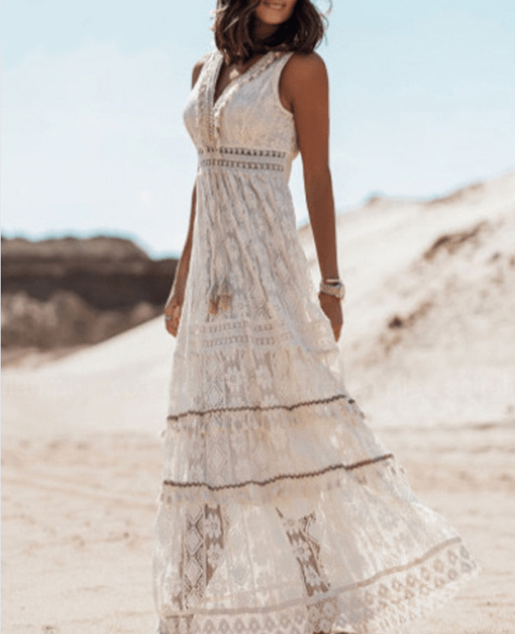 Zofia | Sukienka maxi damska boho z koronki