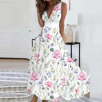 Victoire – Robe midi à imprimé floral et col en V femme