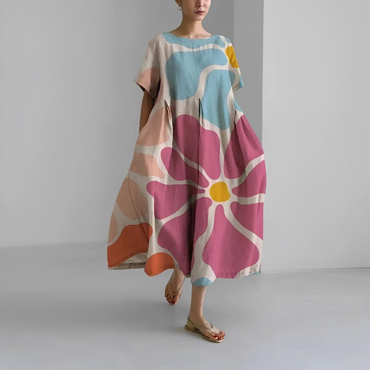 Inès – Robe midi ample à imprimé femme