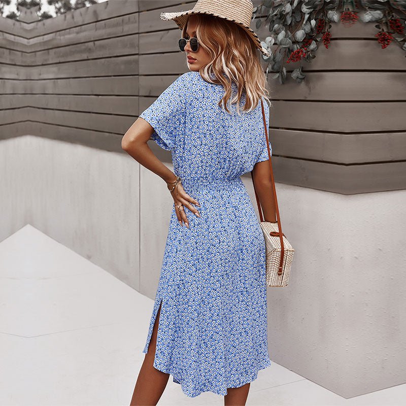 Margaux – Robe midi à ceinture et motif floral femme