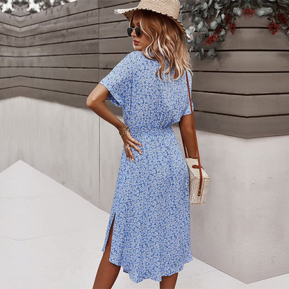 Margaux – Robe midi à ceinture et motif floral femme