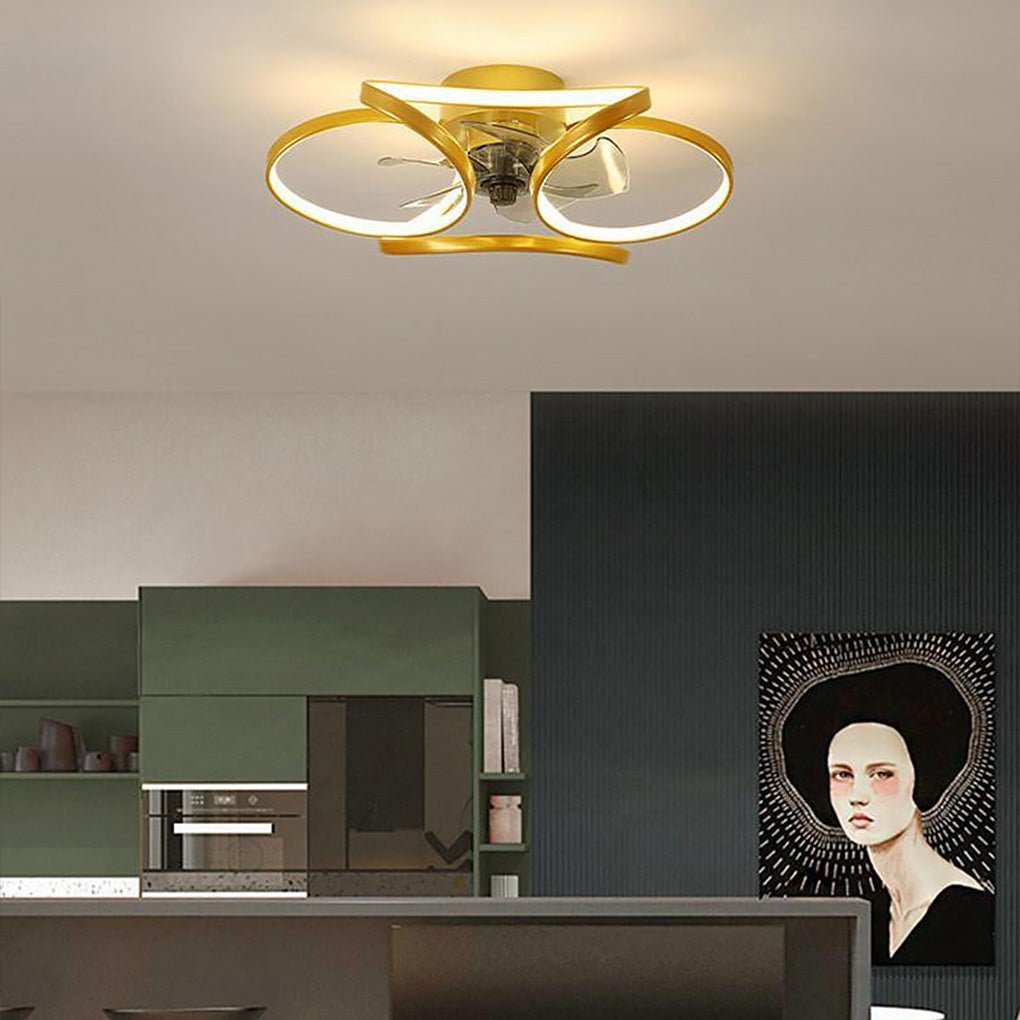 Flower LED modern built-in ceiling fan with remote control