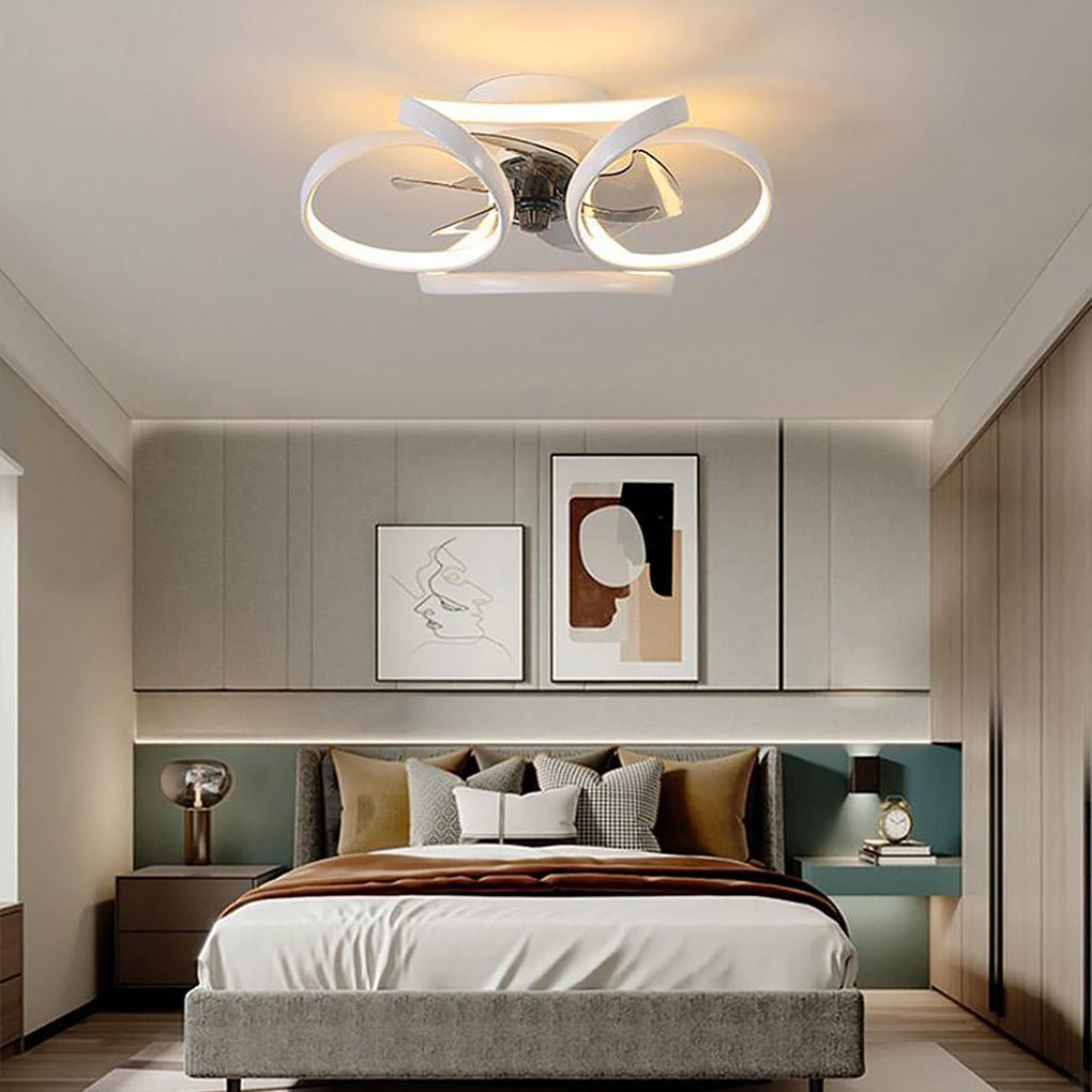 Flower LED modern built-in ceiling fan with remote control