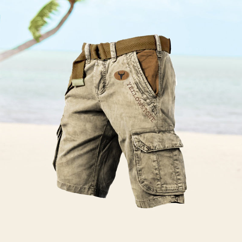 Multifunkcjonalne szorty cargo męskie - Ethan-Khaki-S-Trend Polska