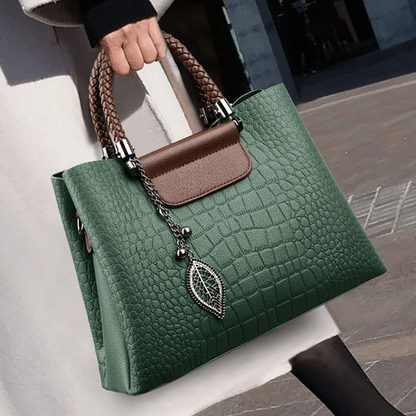 Jolina - Crocodile Top Handle Tote Bag