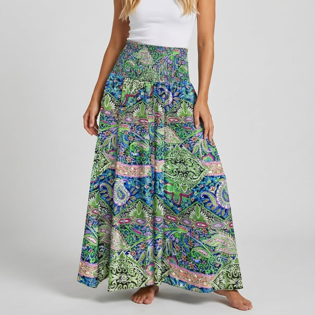 Spódnica Damska Boho A-Line z Wysokim Stanem | Na Co Dzień Latem