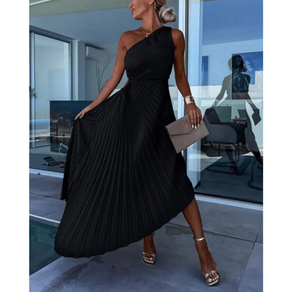 Nele | Damen Maxi Kleid Mit Ein Schulter Und Falten Für Hochzeit