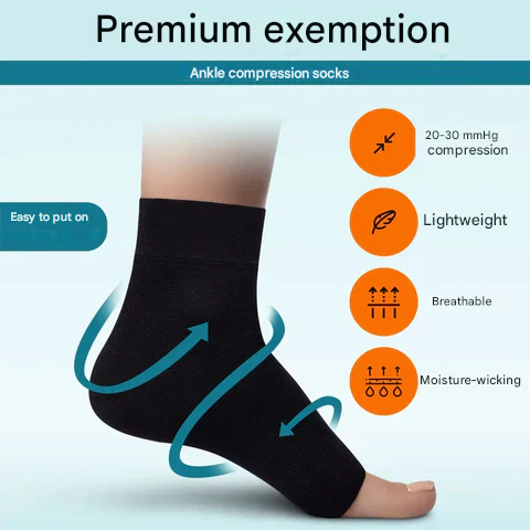 Neuropathy Relief Ankle Socks | Neuropathy Compression Design-Black Orange-M-State of Style