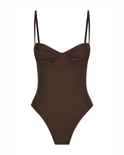 The Coastal Elegance Swimsuit Chocolate