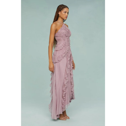 Nika | Damen Maxi Sommerkleid Mit Rüschen Und Neckholder