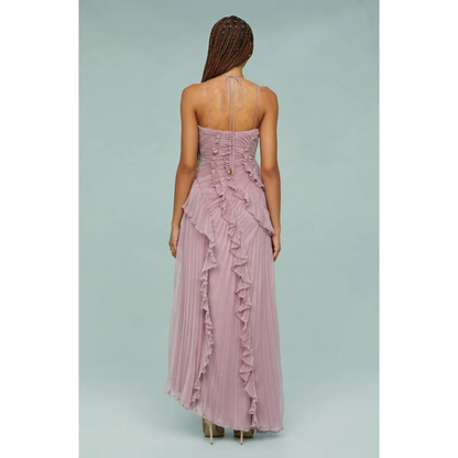 Nika | Damen Maxi Sommerkleid Mit Rüschen Und Neckholder