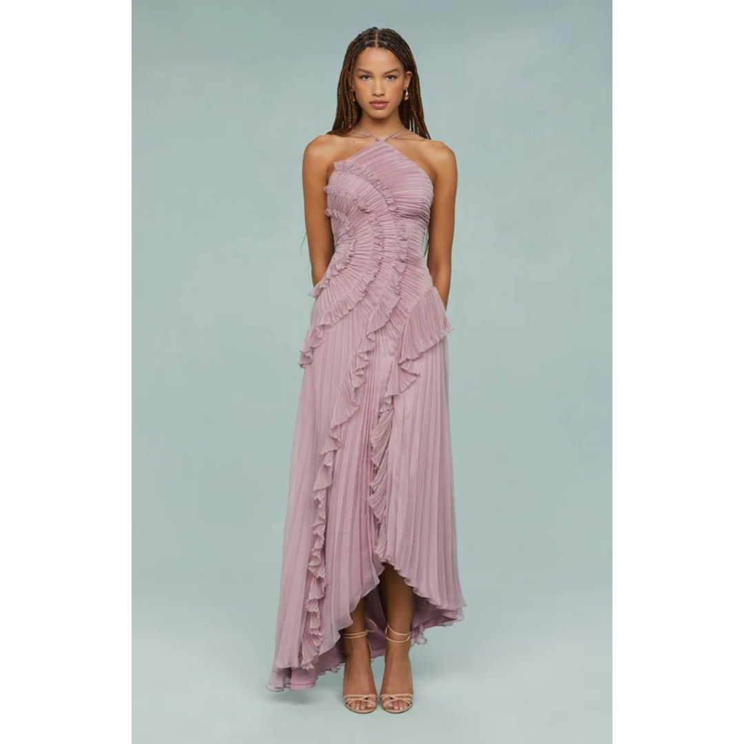 Nika | Damen Maxi Sommerkleid Mit Rüschen Und Neckholder