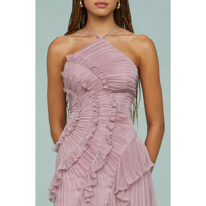 Nika | Damen Maxi Sommerkleid Mit Rüschen Und Neckholder