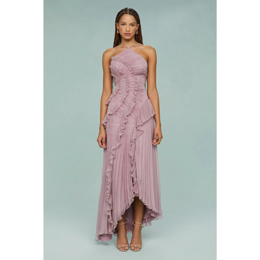 Nika | Damen Maxi Sommerkleid Mit Rüschen Und Neckholder