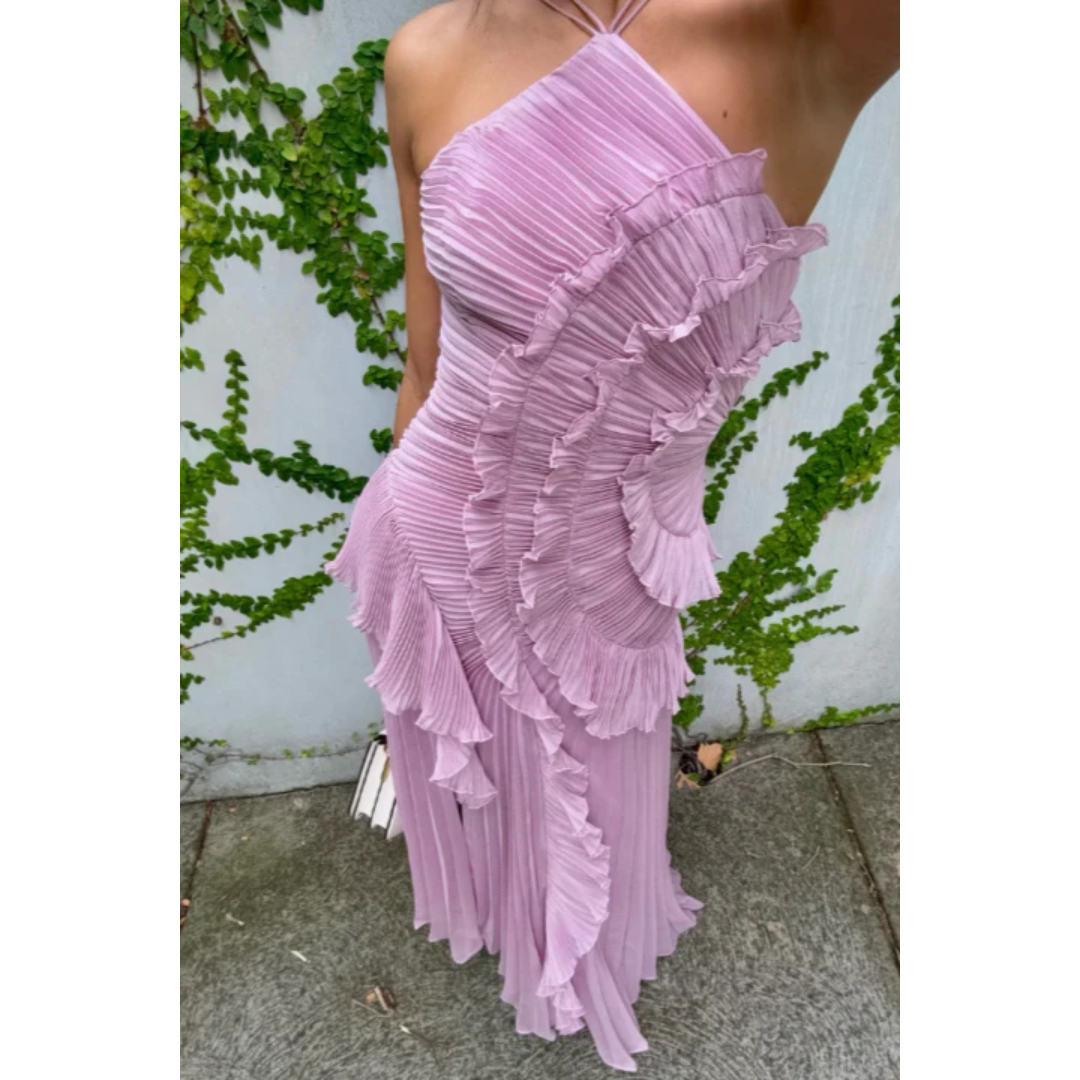 Nika | Damen Maxi Sommerkleid Mit Rüschen Und Neckholder
