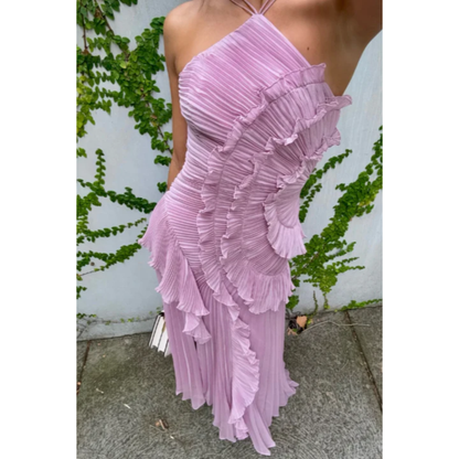 Nika | Damen Maxi Sommerkleid Mit Rüschen Und Neckholder