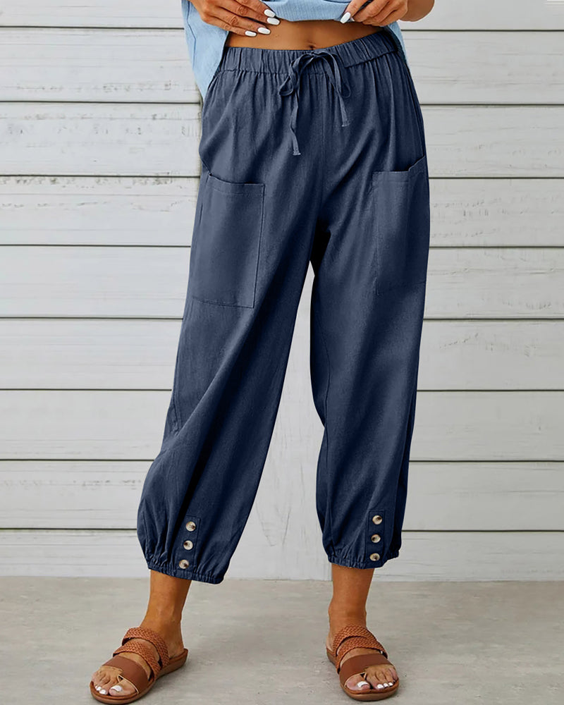 Women’s High Waisted Loose Trousers Comfortable Relaxed Fit Breathable Everyday Casual Versatile Pants