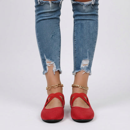 Women Wedge Shoes Elastic Strap Comfort Flats Closed Toe - Casual Shoes