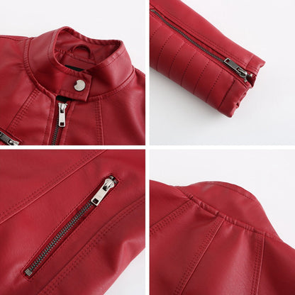 Lederjacke mit symmetrischem Reißverschluss – Stehkragen -    Zorenza