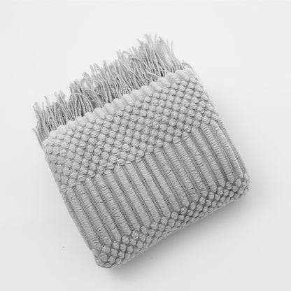 Soft Cozy Sofa Knitted Blanket with Tassels