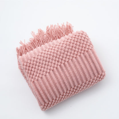 Soft Cozy Sofa Knitted Blanket with Tassels