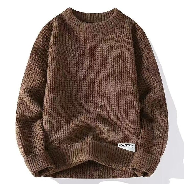 Men's Merino Wool Knit Jumper Loose Fit Crew Neck Pullover Sweater
