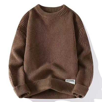 Men's Merino Wool Knit Jumper Loose Fit Crew Neck Pullover Sweater