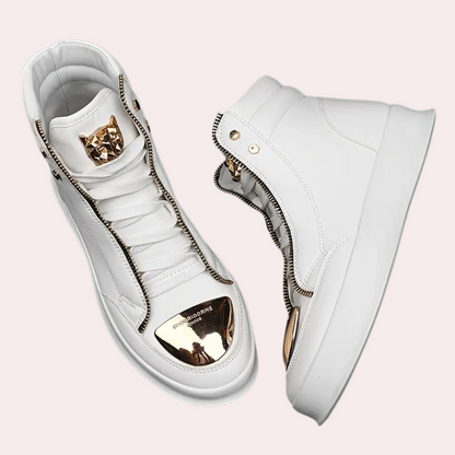 Men’s High Top Sneakers Metallic Toe Statement Streetwear Trainers