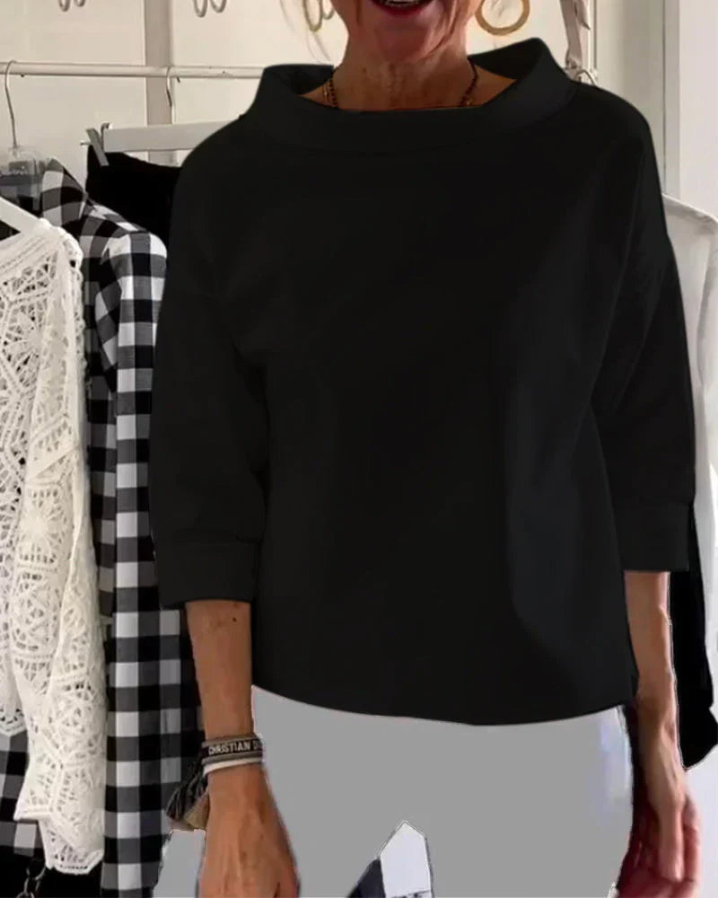 Women's Bateau Neck 3/4 Sleeve Casual Top